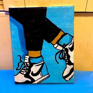 Painting on canvas. Colors:black,blue,white